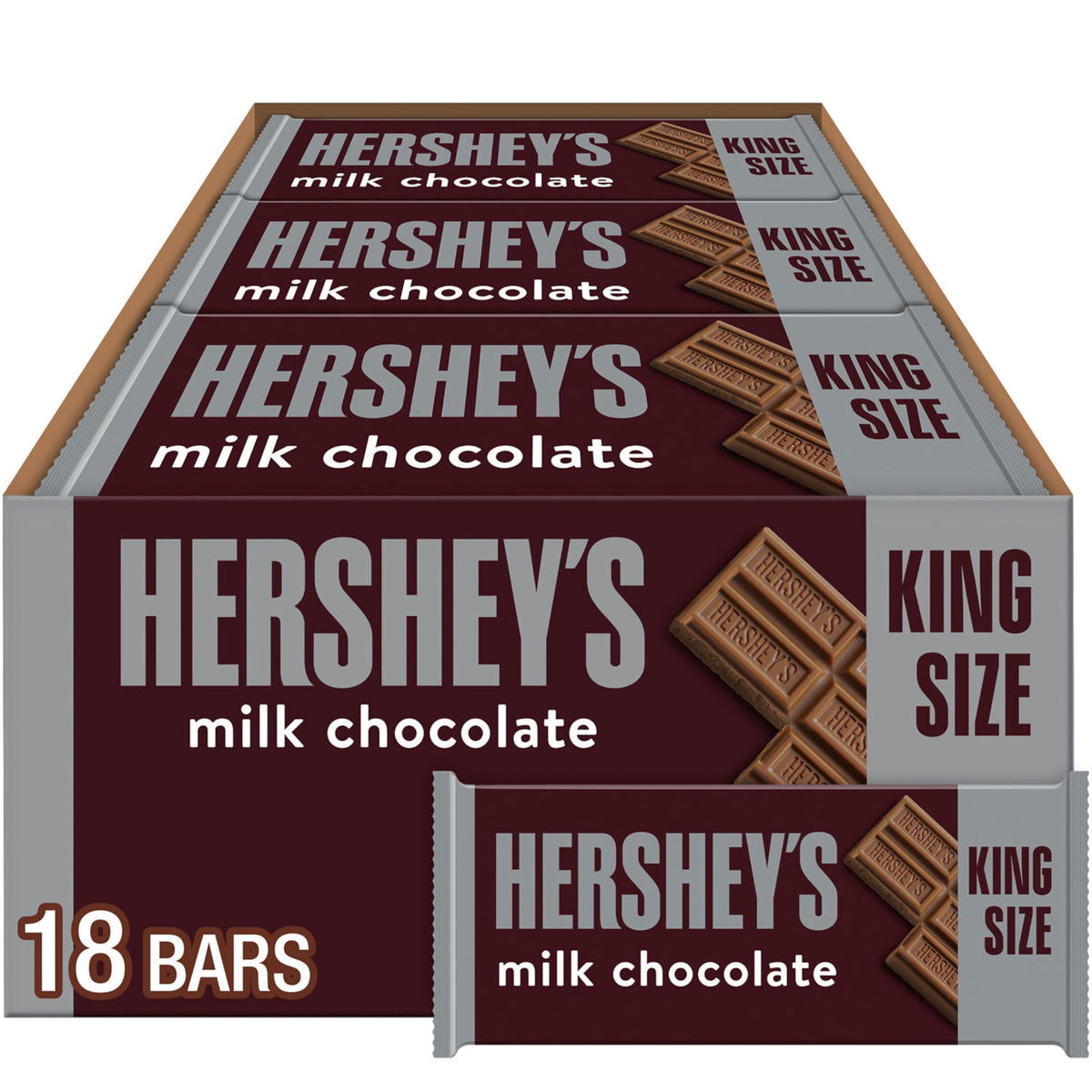 HERSHEY'S Milk Chocolate King Size bulk box ready for sharing at parties.