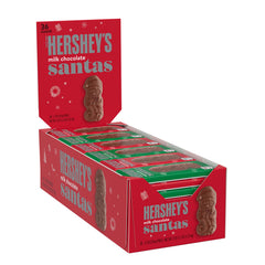 HERSHEY'S Milk Chocolate Santas bulk box front, perfect for gifting.