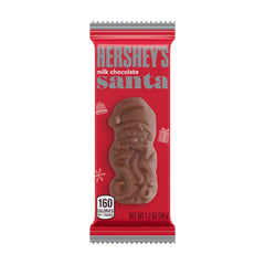 HERSHEY'S Milk Chocolate Santas holiday wrappers suited for stockings.