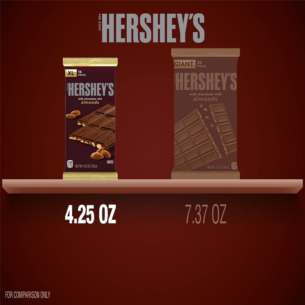 HERSHEY'S almonds and chocolate bars stored for convenient snacking.