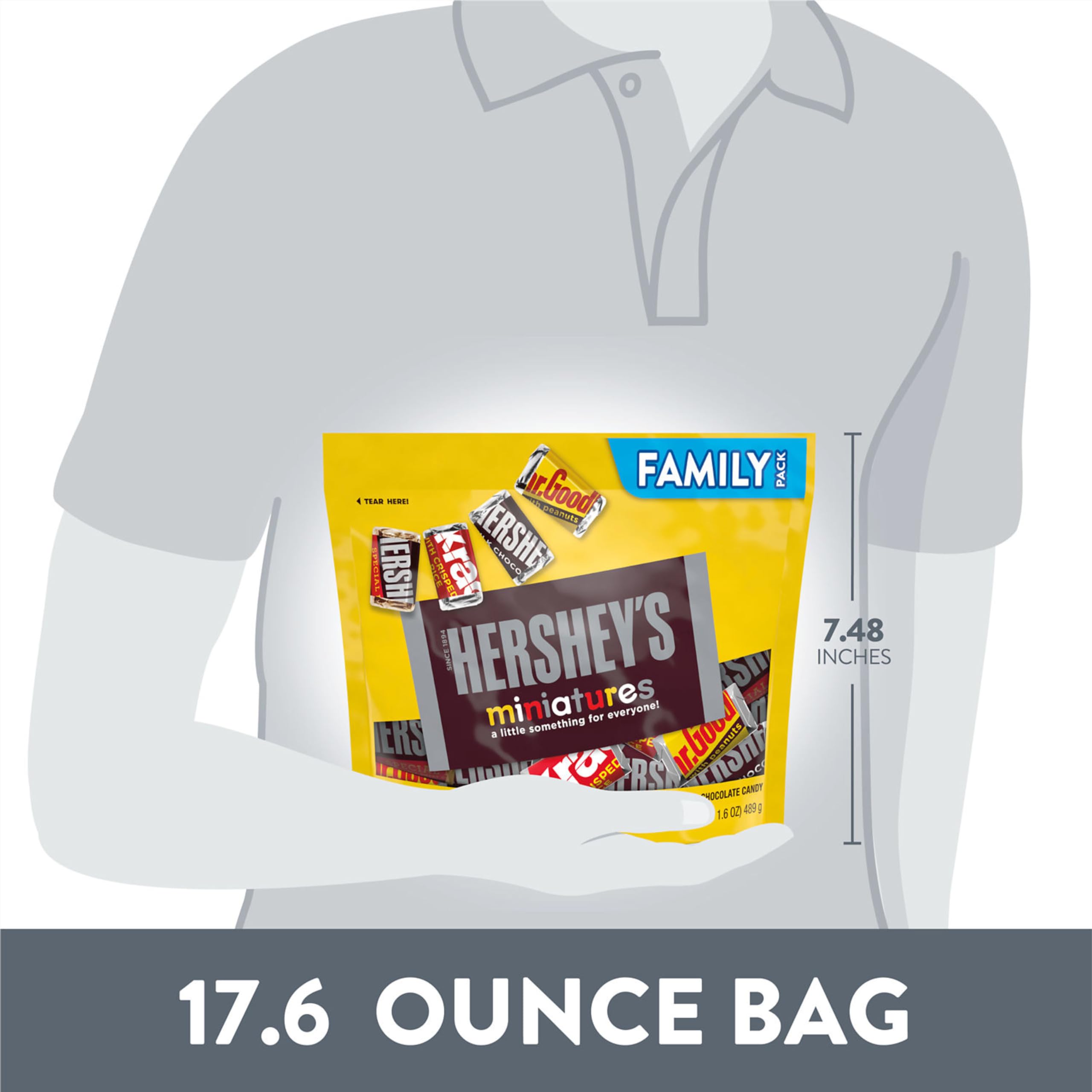 HERSHEY'S Miniatures storage suggestion, keep freshness in a family-size bag.