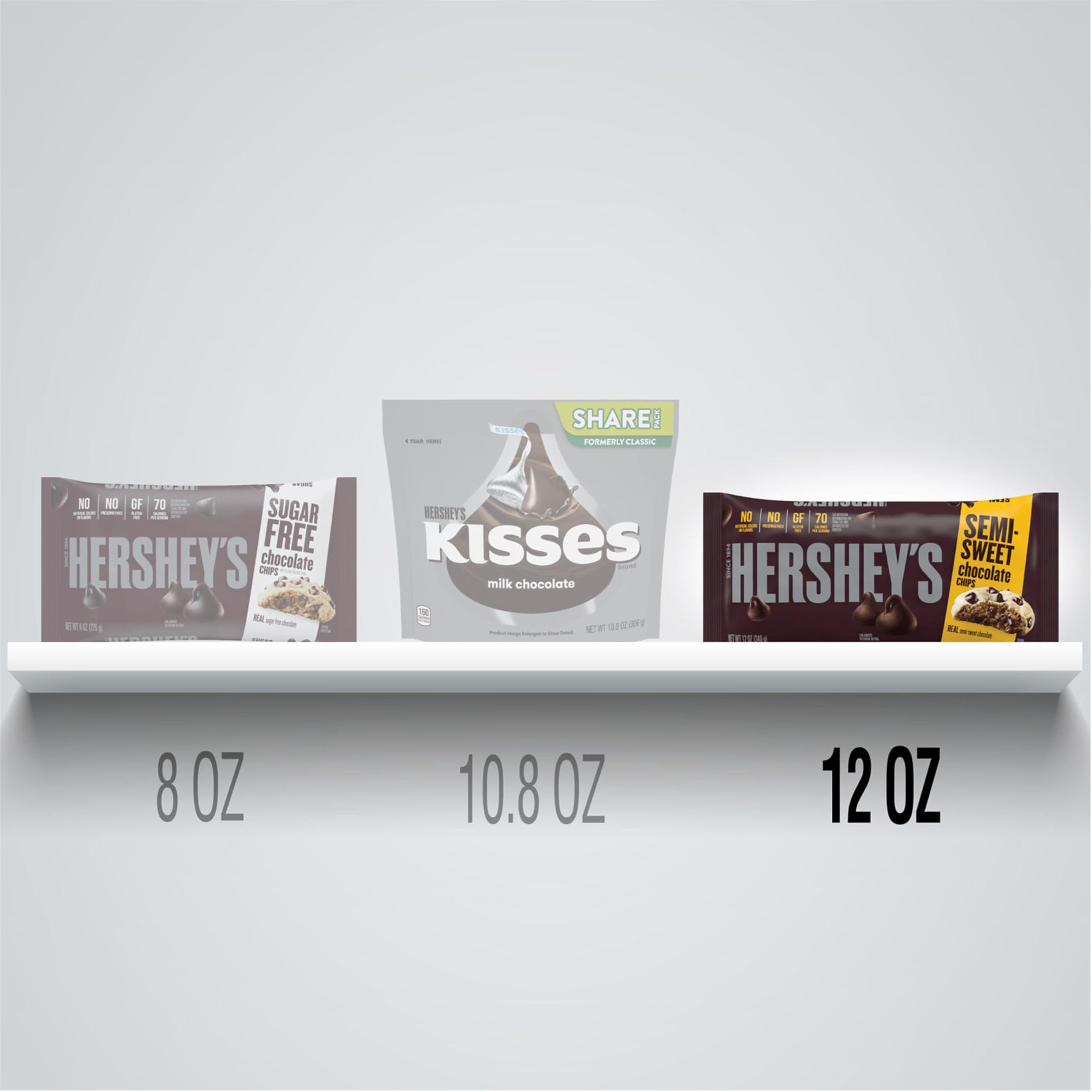 HERSHEY'S semi-sweet chips being poured into batter for richness