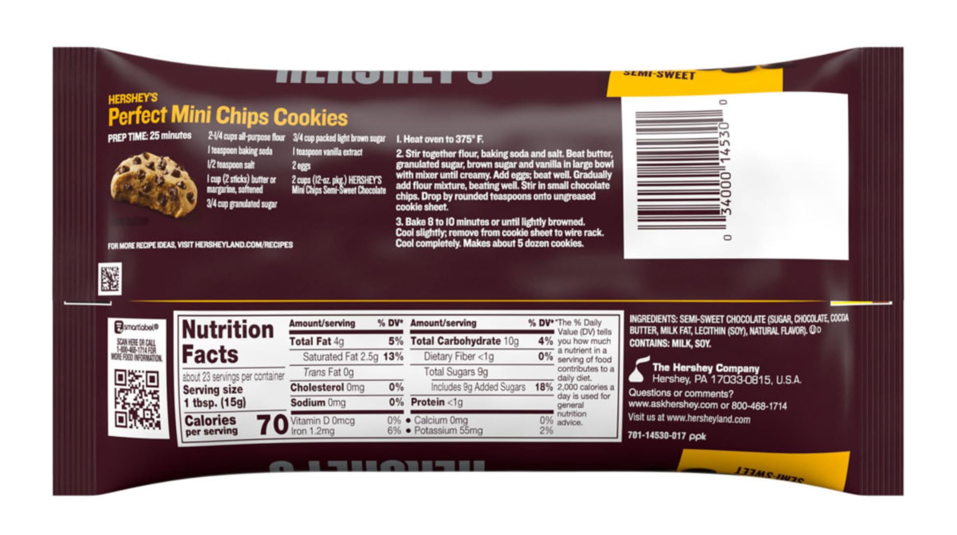 Mini chips evenly disperse in batter for consistent cookies.