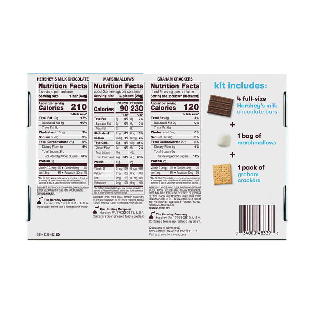 HERSHEY'S S'mores Kit Box contents inside shows complete s'mores setup for easy sharing.