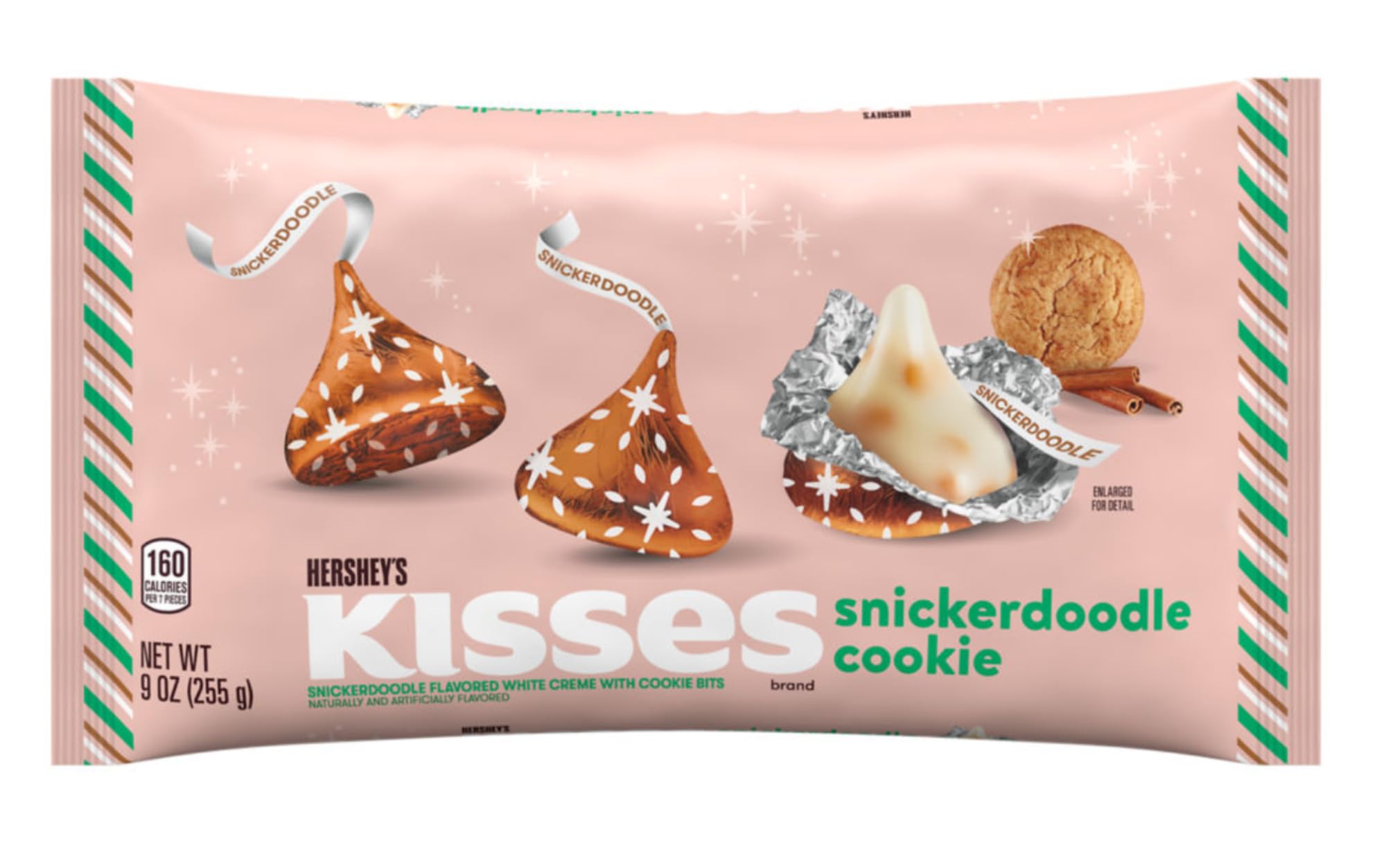 Hershey's Snickerdoodle Kisses white creme with cookie bits close-up, creamy texture with crunch.
