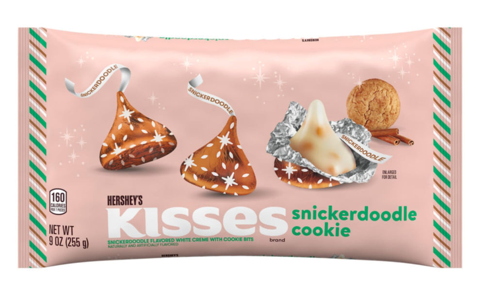 Hershey's Snickerdoodle Kisses white creme with cookie bits close-up, creamy texture with crunch.