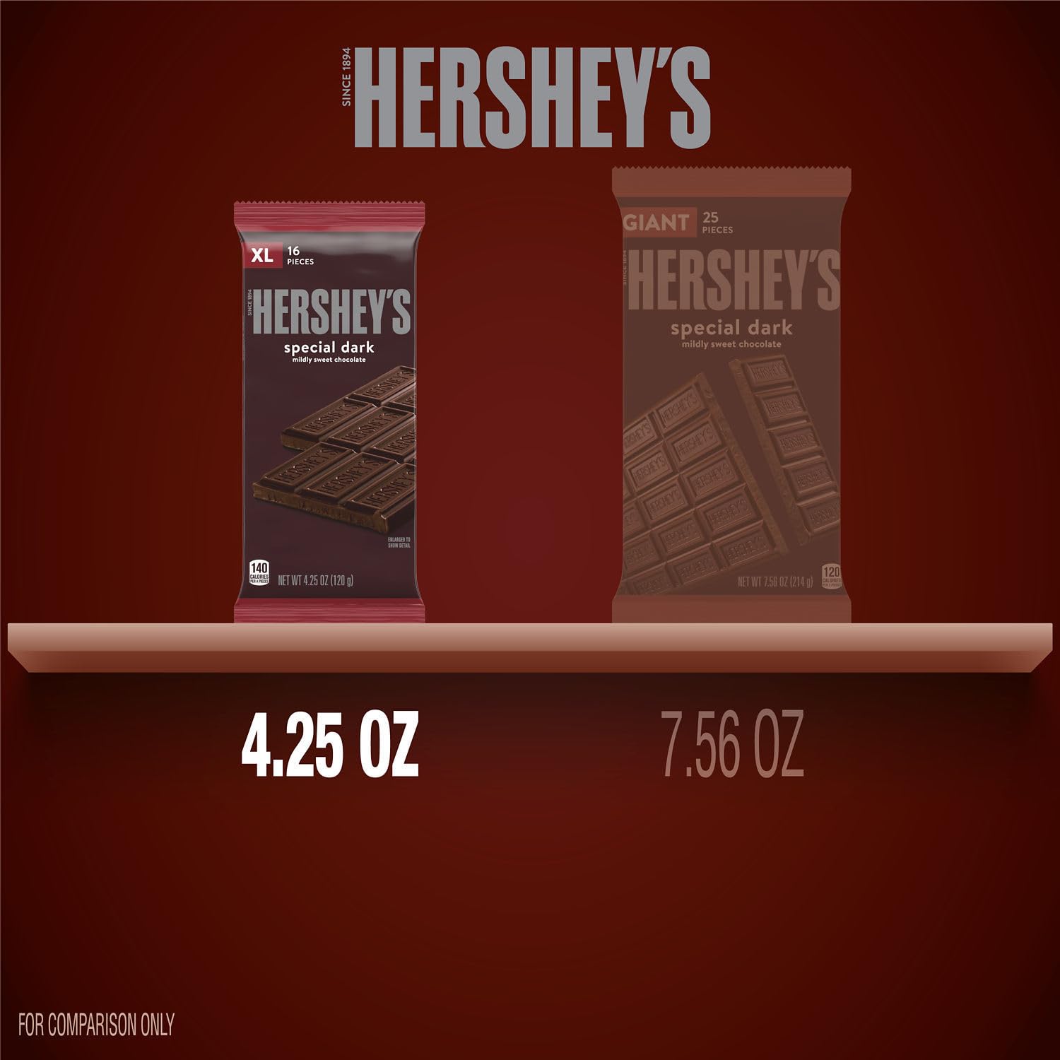 Bulk box of HERSHEY'S SPECIAL DARK XL bars on kitchen counter.