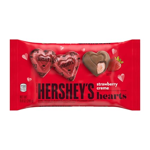 Close-up of creamy strawberry creme inside HERSHEY'S Hearts