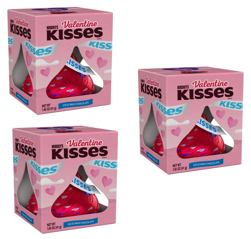 Hershey's Valentines Kisses 3-pack wrapped for gifting and sharing.