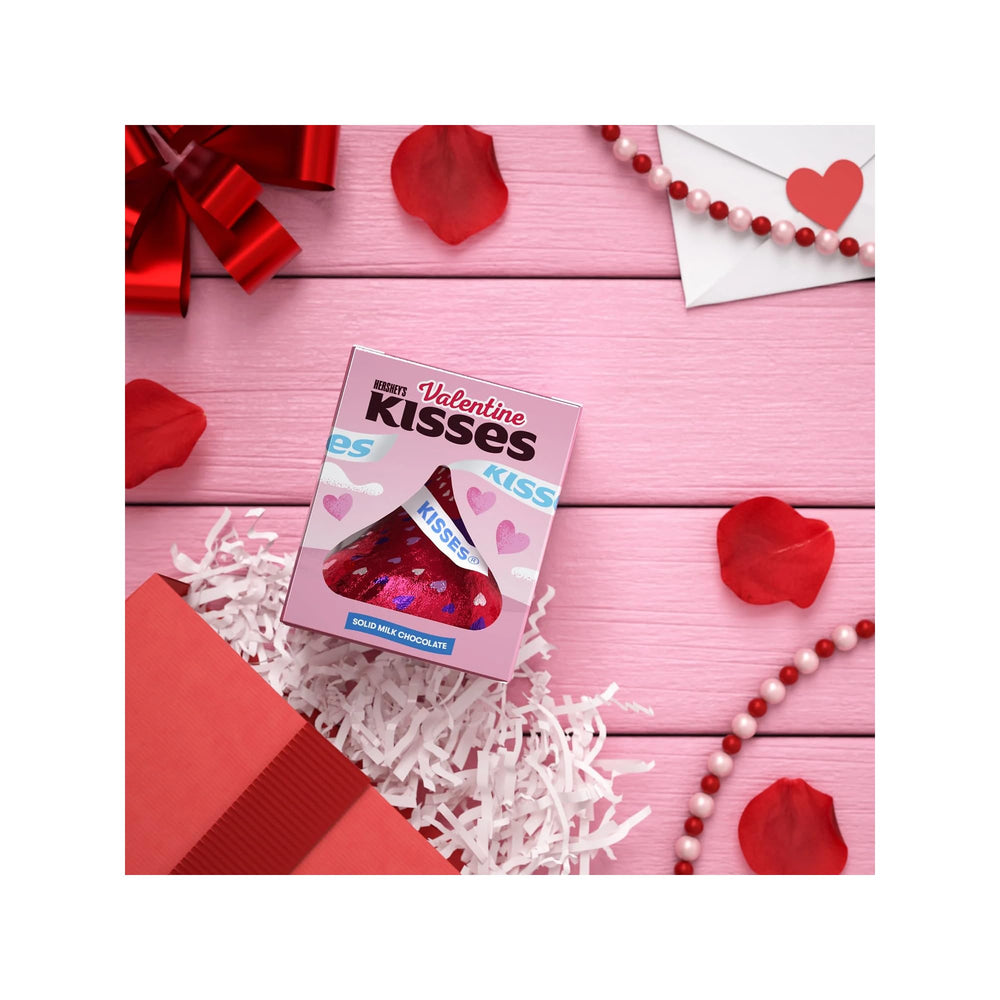 Gift-ready Hershey's Valentines Kisses packaging on display.