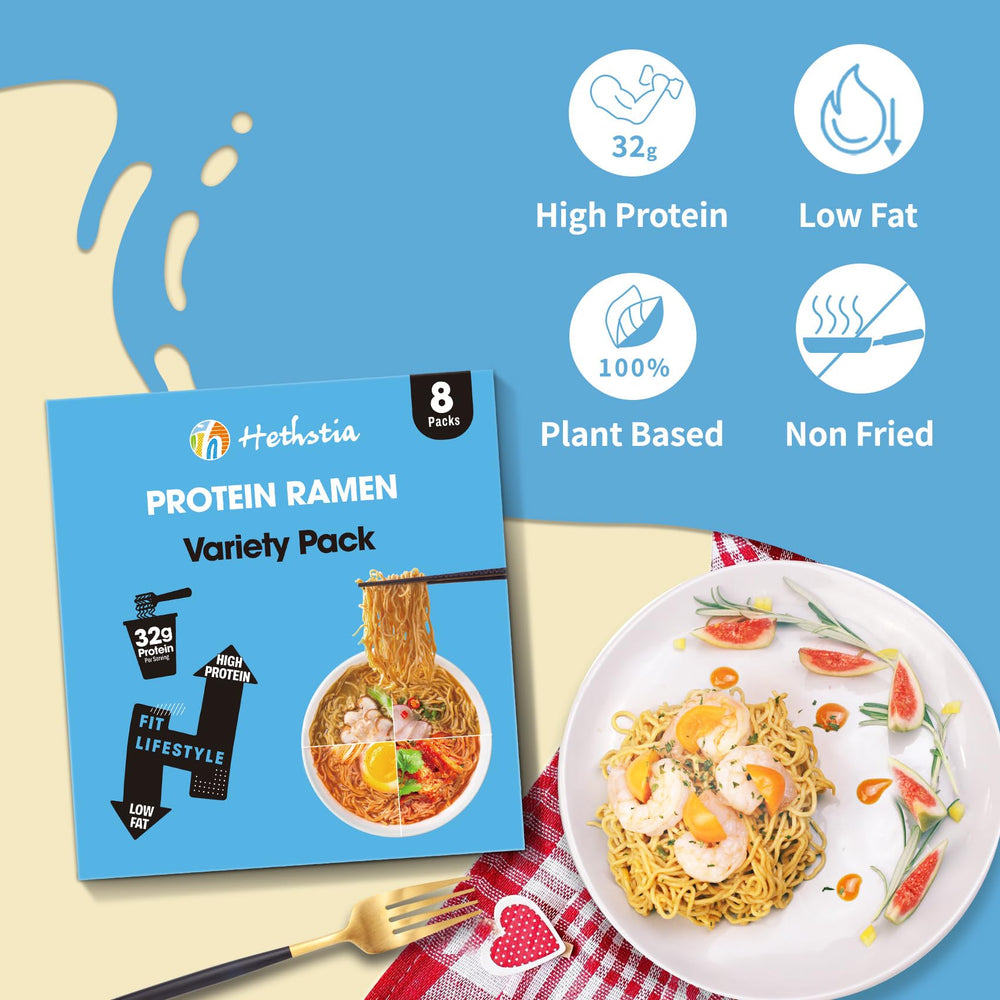 Hethstia spicy kimchi ramen cup adds heat and plant protein for energy.