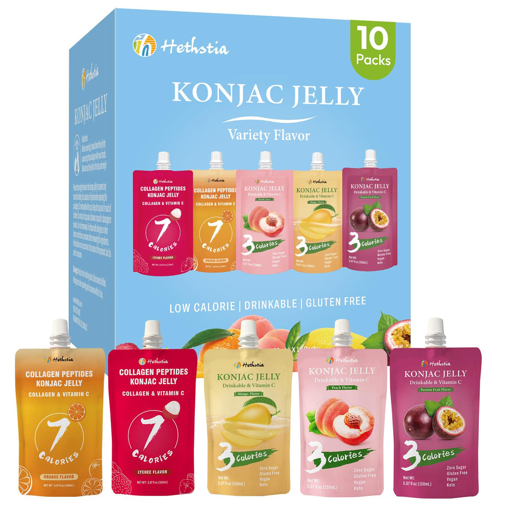 Hethstia Konjac Jelly Lychee pouch for on-the-go snacking with zero sugar.