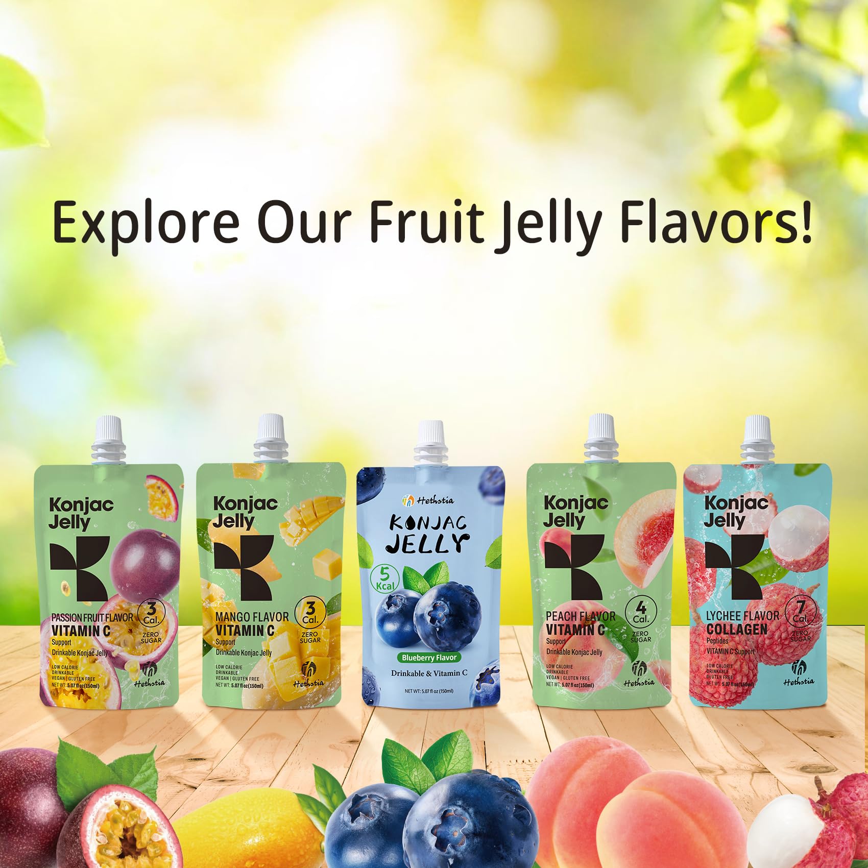 Hethstia konjac jelly on-the-go pack, portable and convenient