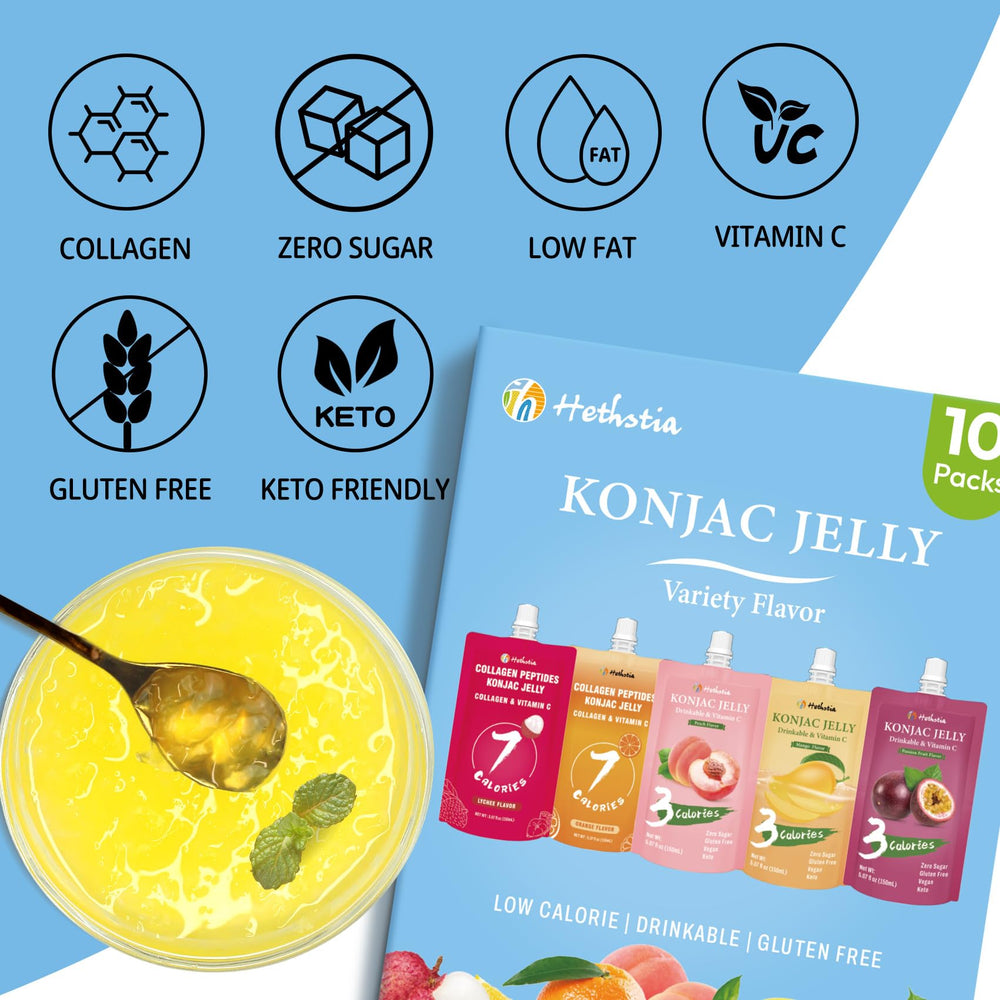 Hethstia Konjac Jelly Peach pouch ideal light, low-calorie treat.