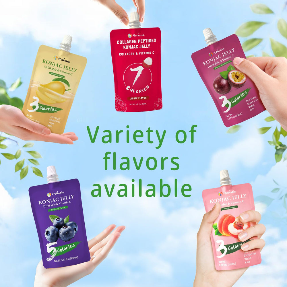 Hethstia Konjac Jelly Pouch ingredients with vitamin C and collagen.