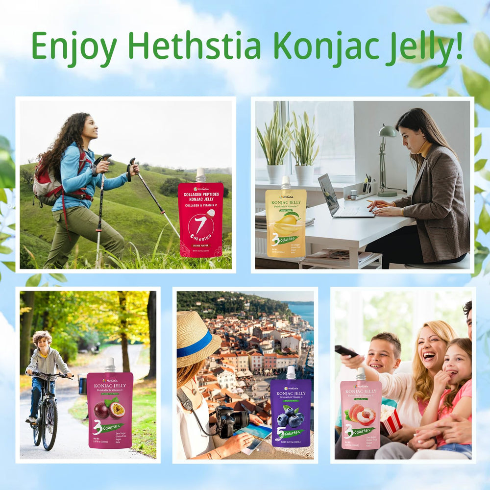 Hethstia Konjac Jelly Pouch on-the-go usage, gym or office snack.