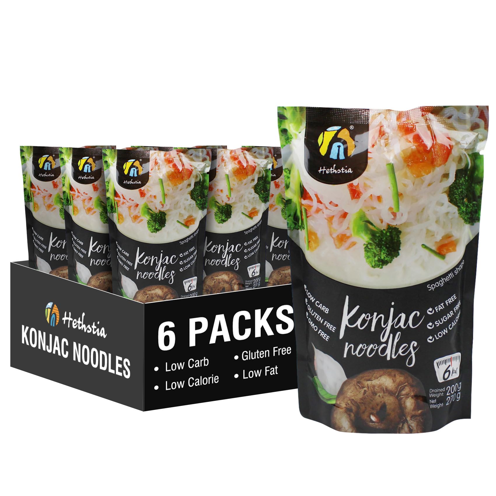 Hethstia Konjac Noodle bundle 6-pack, ideal for keto meals and easy planning