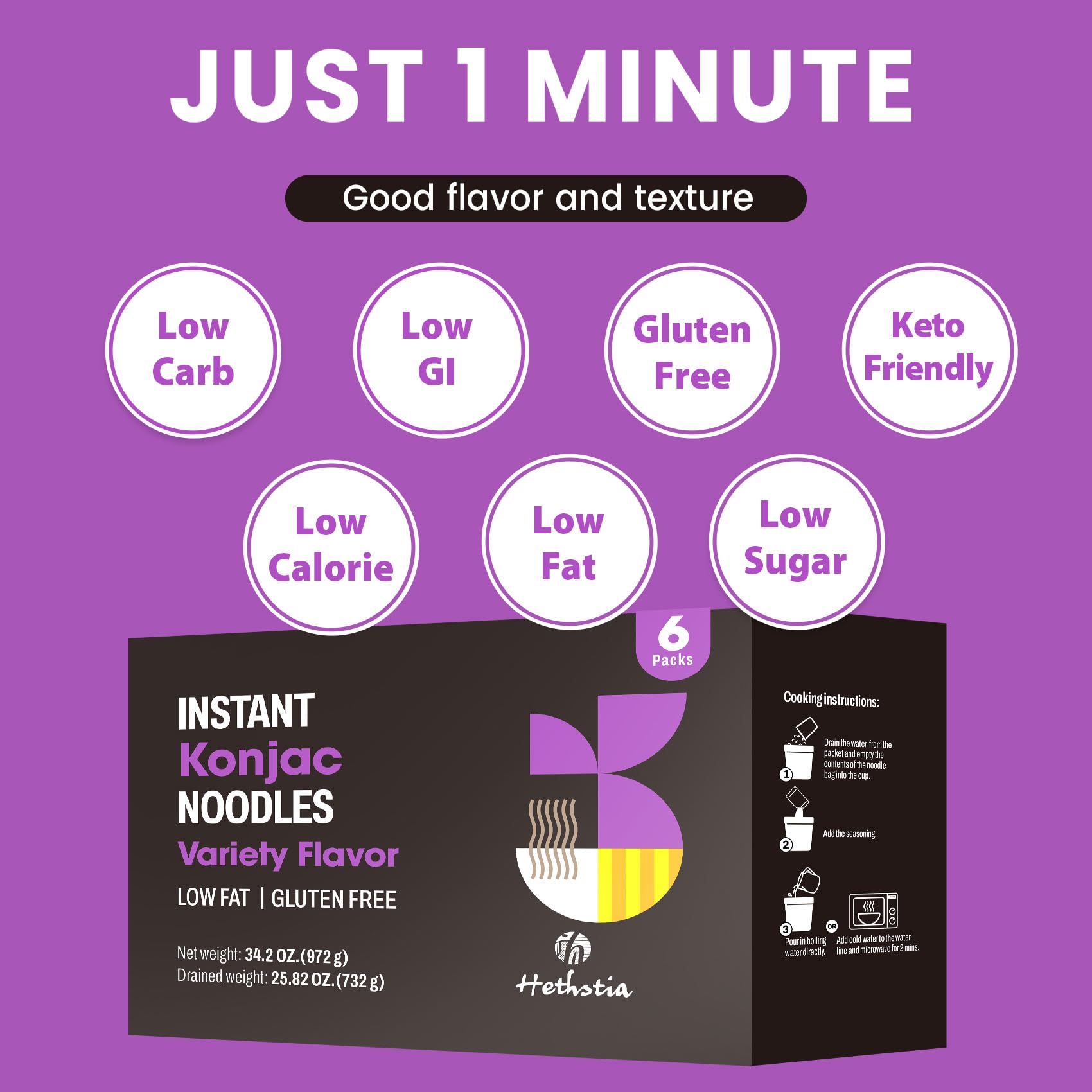 Hethstia Konjac Noodle Soup kimchi cup delivers bold flavor for vegan lunches.