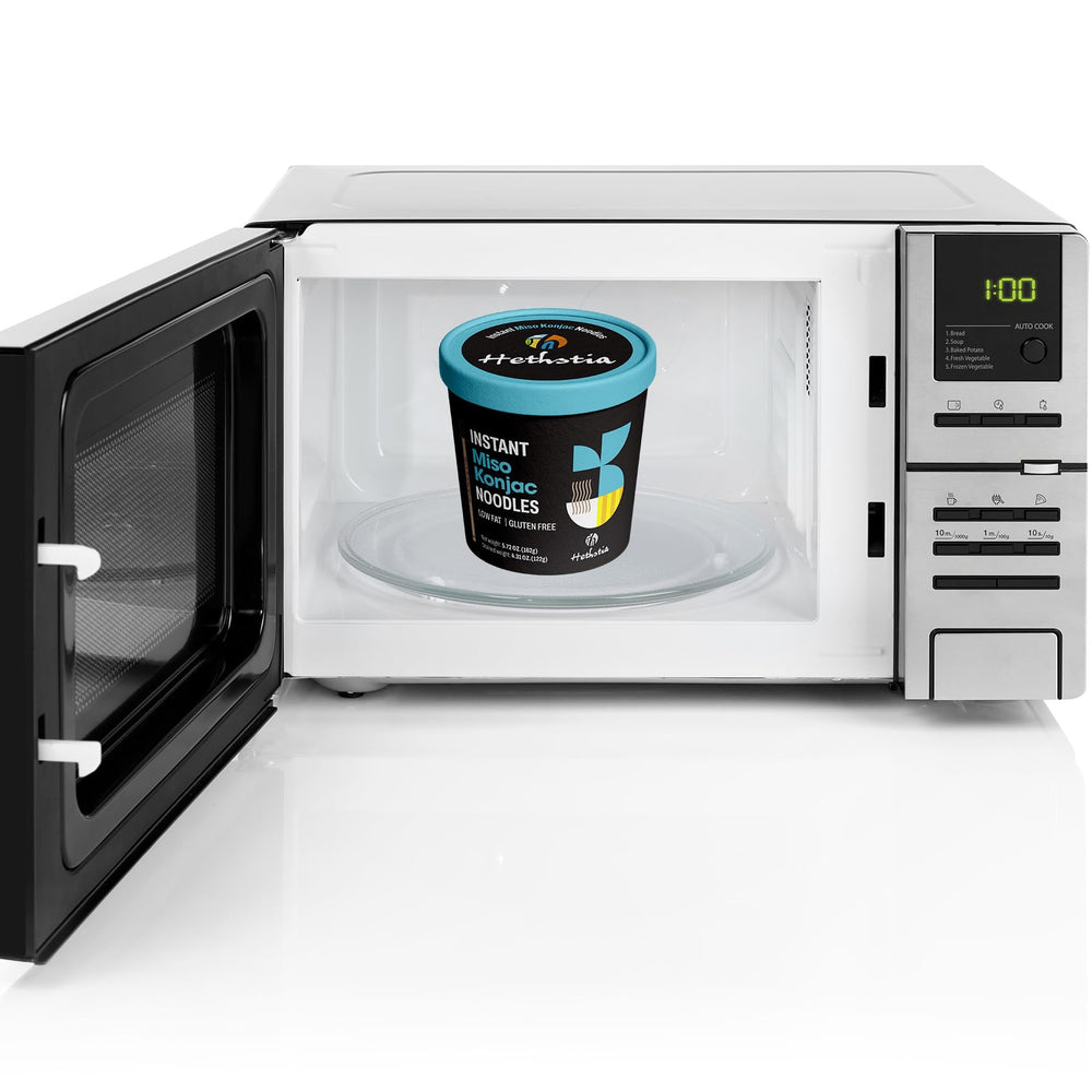 Hethstia Konjac Noodle Soup packaging highlights flavor variety and easy prep.
