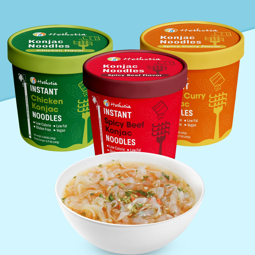 Hethstia Konjac Noodles 6-pack, gift-ready healthy meal option.