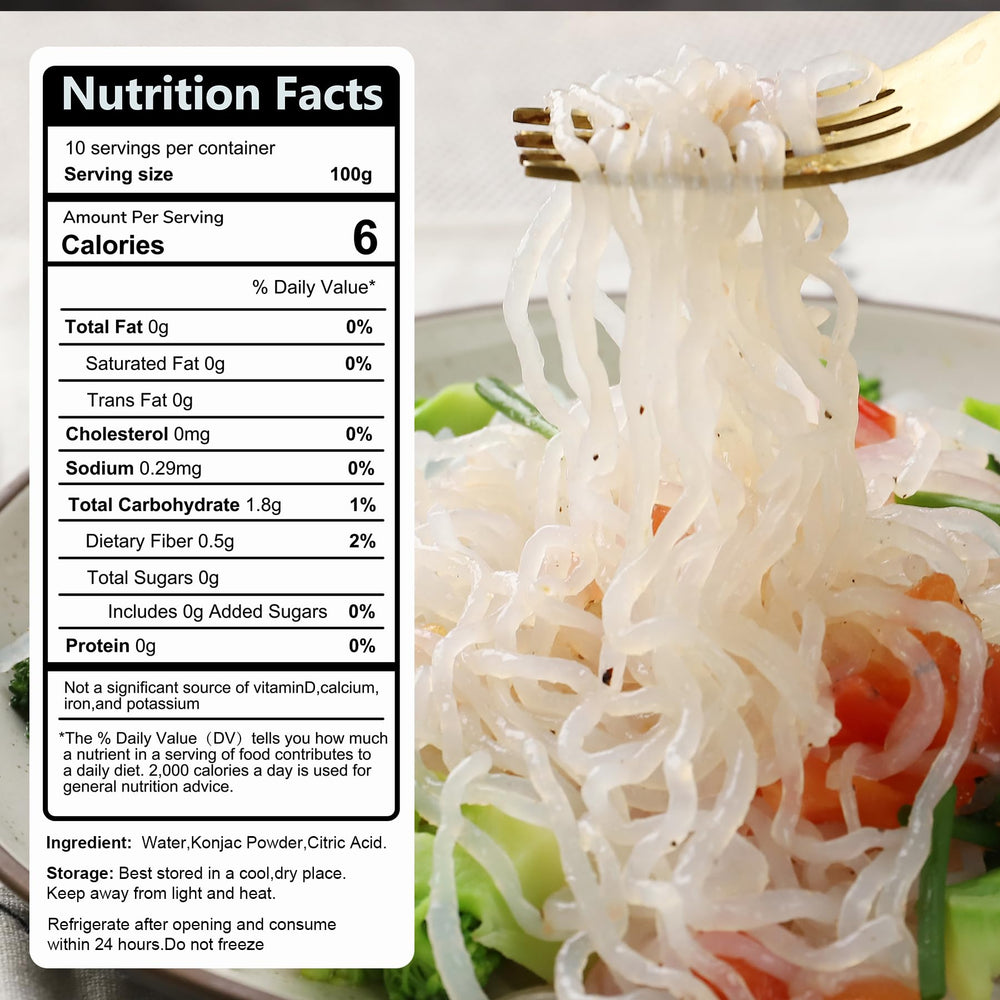 Hethstia Konjac Noodles angel hair close-up showing delicate texture.