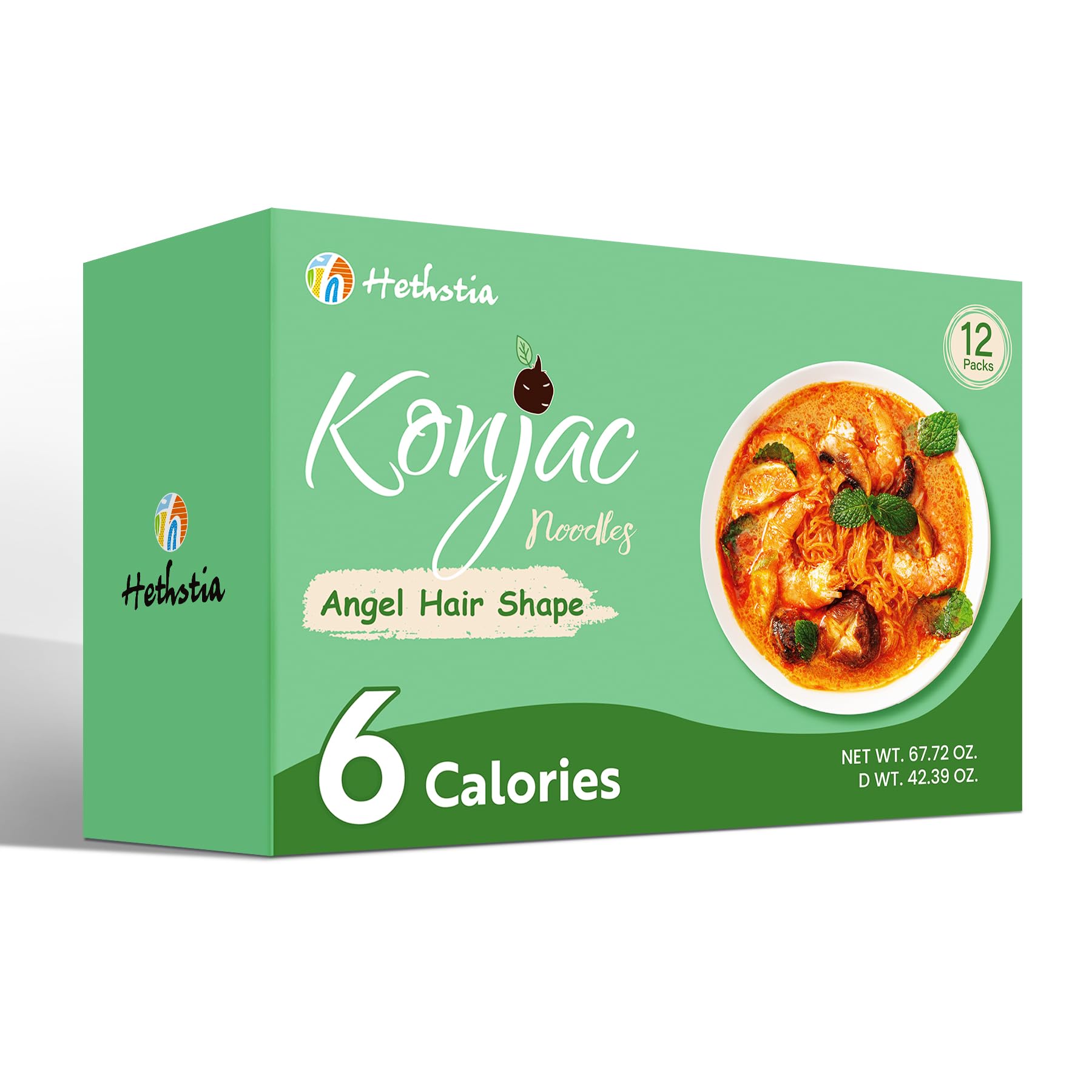 Hethstia Konjac Noodles Angel Hair pack on a counter for quick meals