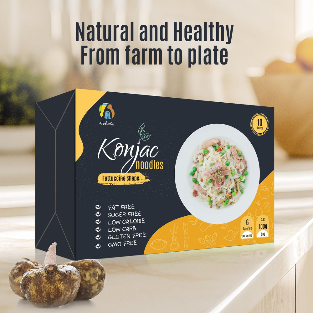 Ready to serve Hethstia Konjac Noodles Fettuccine in a bowl