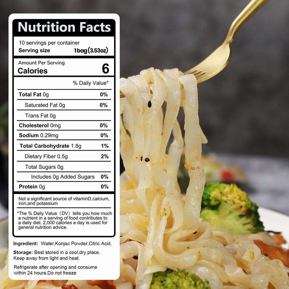 Uncooked Hethstia Konjac Noodles Fettuccine ready for quick meals