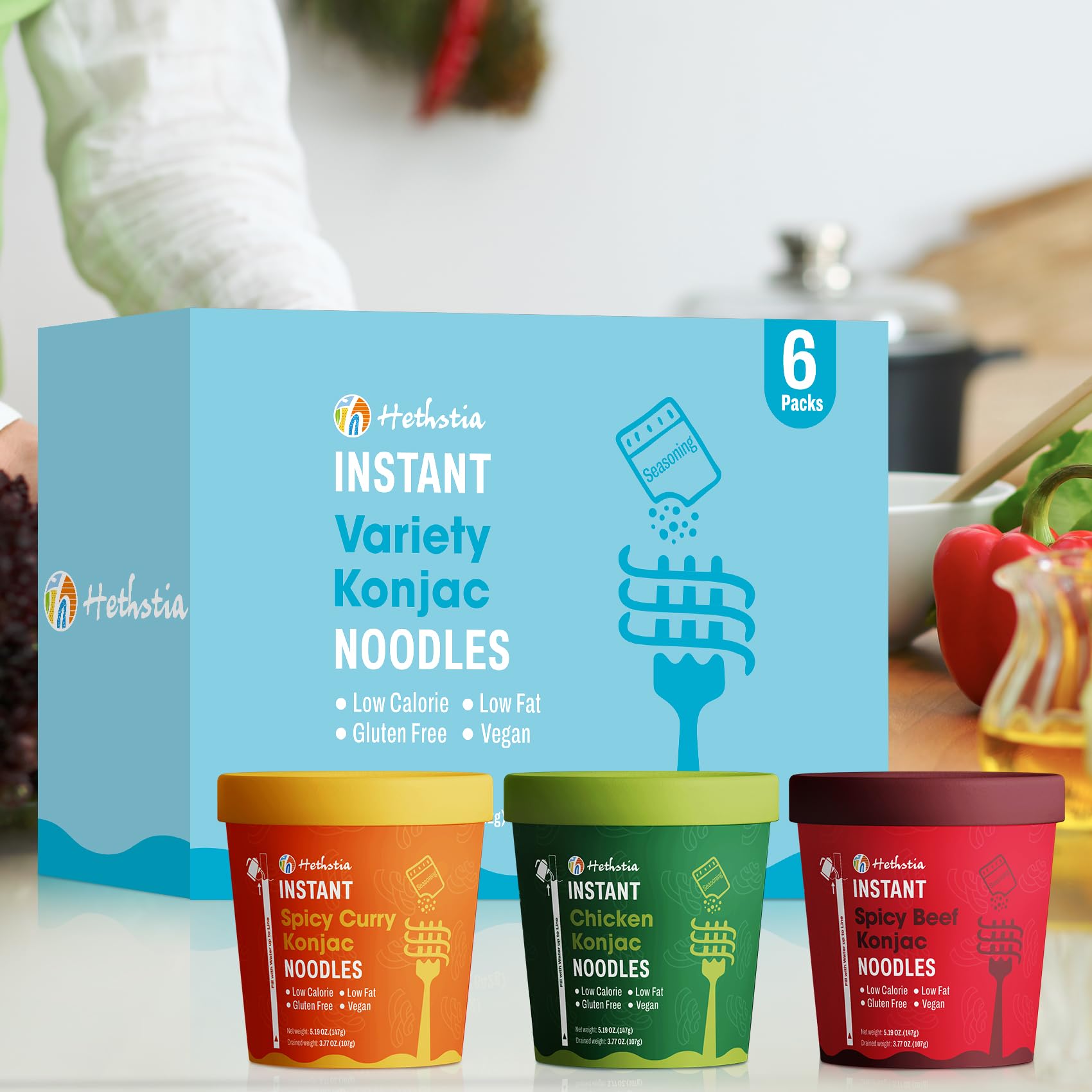 Hethstia Konjac Noodles gluten-free, low-carb option for many diets.