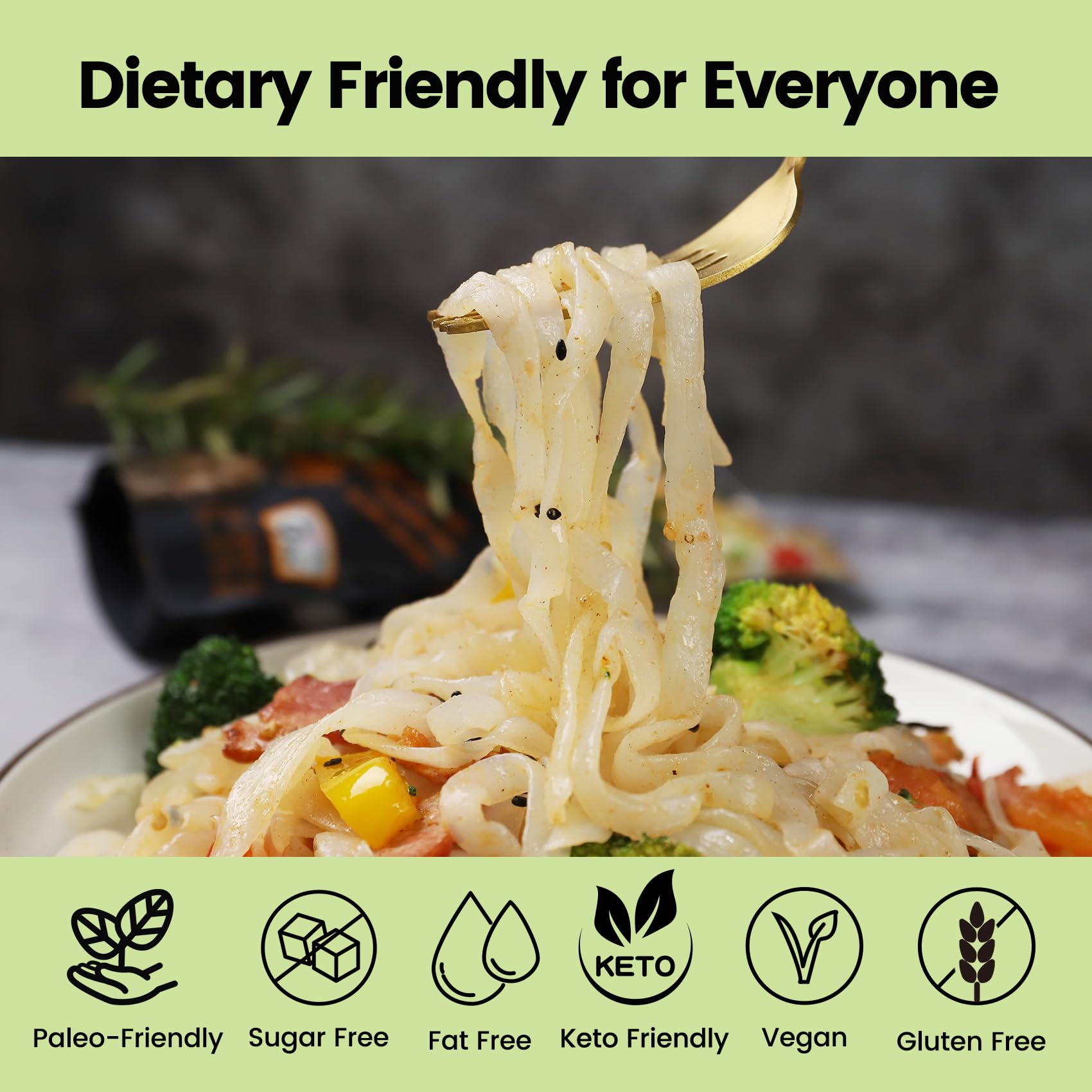 Raw bundle of Hethstia Konjac noodles for quick meal prep