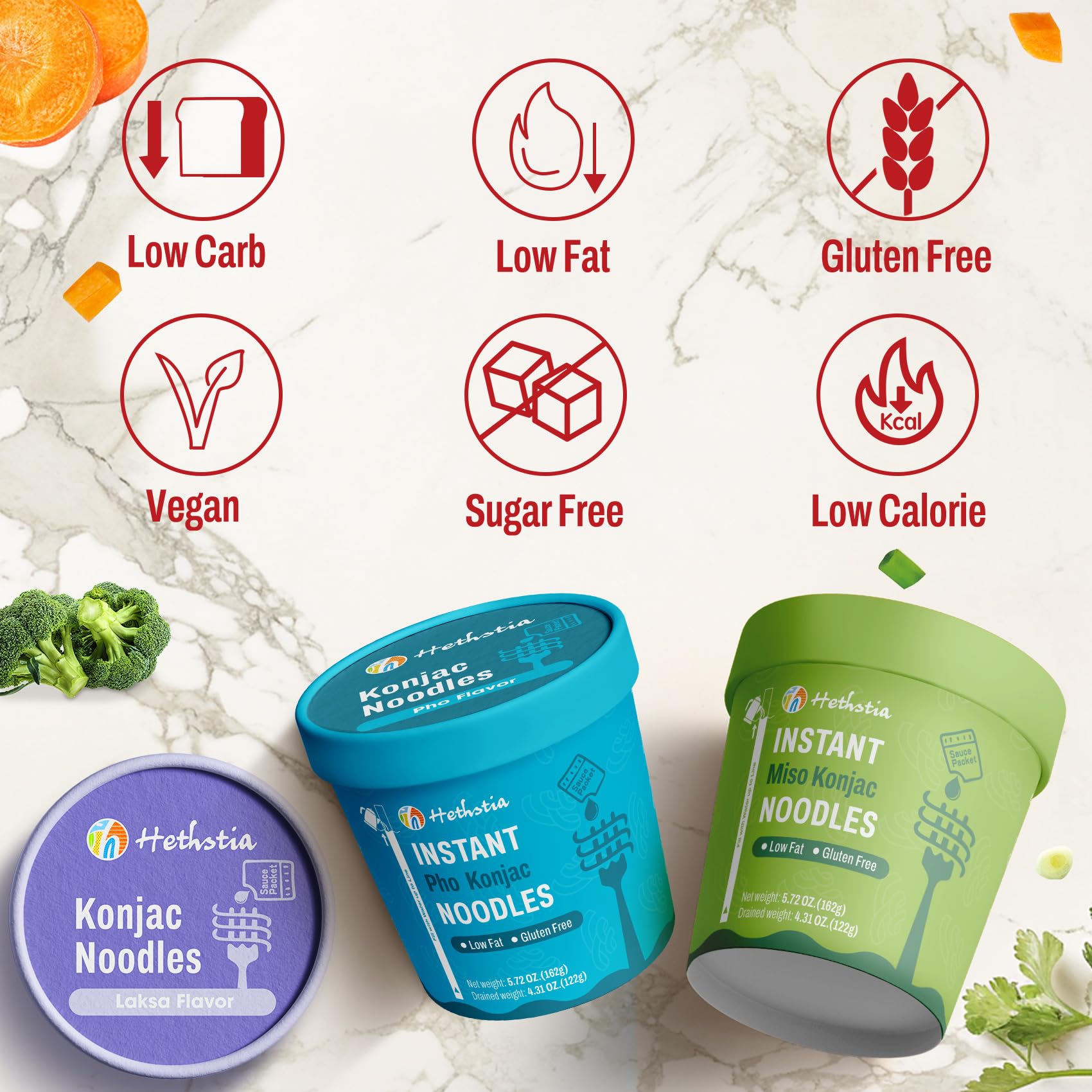 Hethstia Laksa flavor cup offers a spicy coconut aroma in a convenient meal.