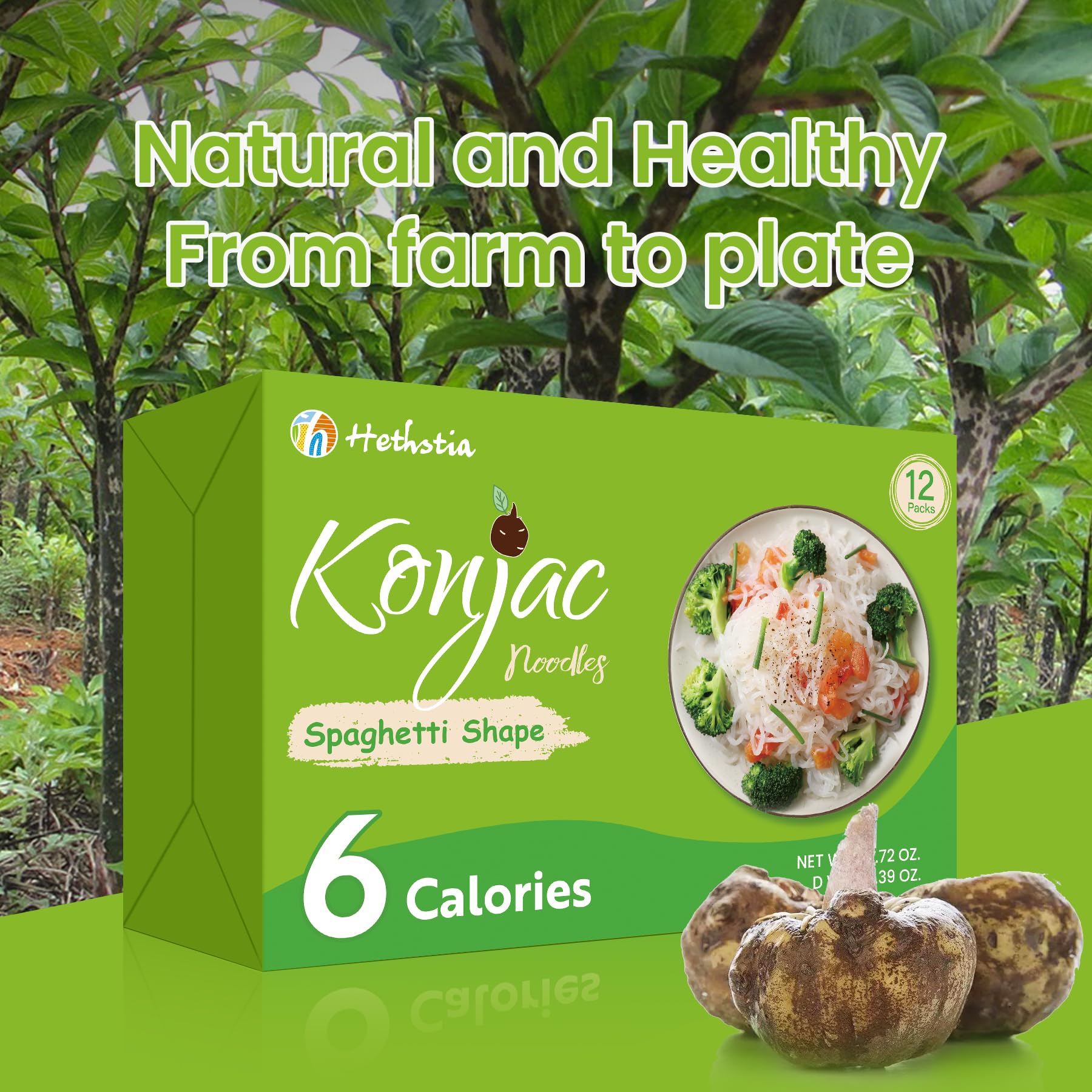 Hethstia Konjac Noodles plated spaghetti-style, versatile for many dishes