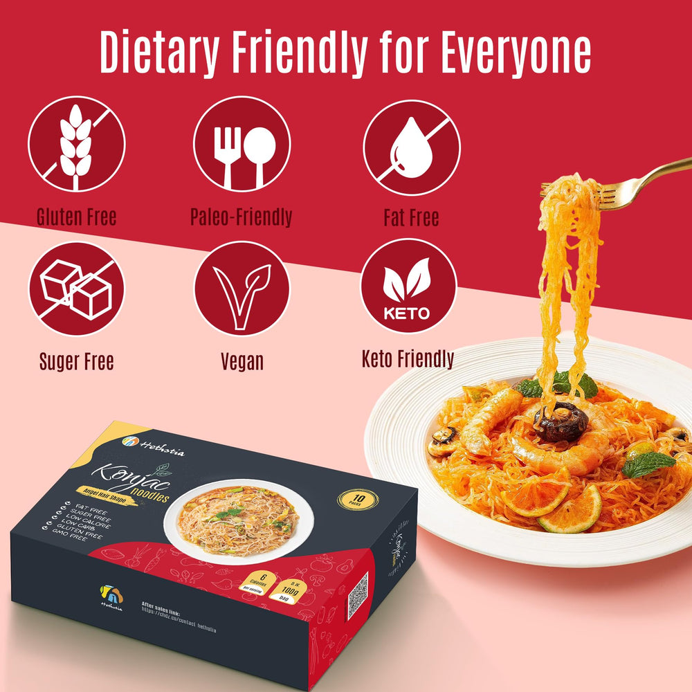 Hethstia konjac noodles in a stir-fry idea showcasing versatility.