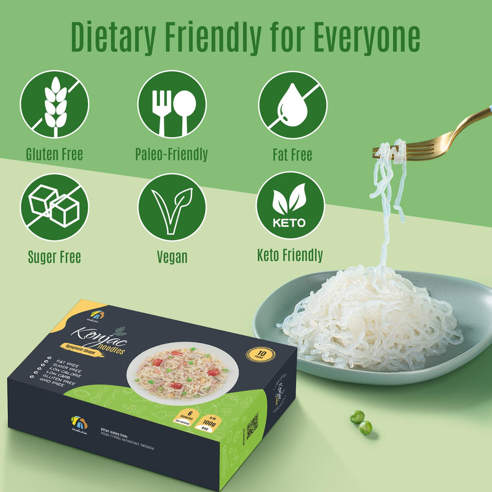 Hethstia konjac noodles in a sizzling stir-fry pan with veggies