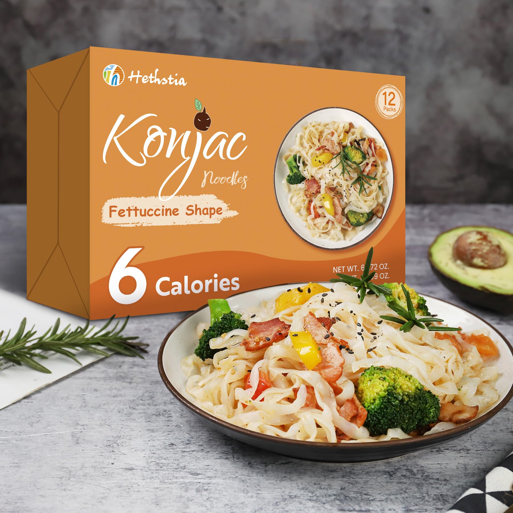 Hethstia low-calorie noodle substitute supports mindful eating.