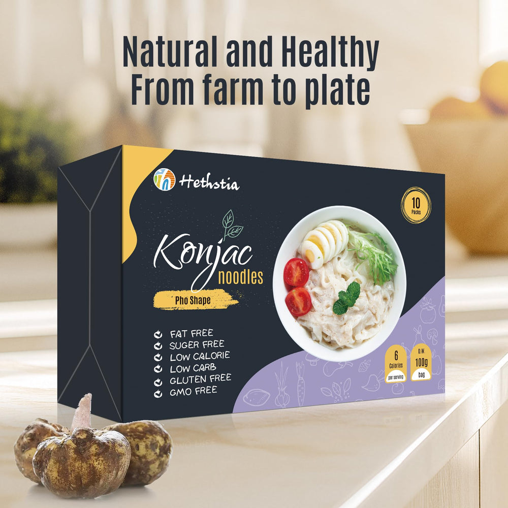 Hethstia Shirataki noodles close-up reveals konjac texture for keto-friendly recipes.