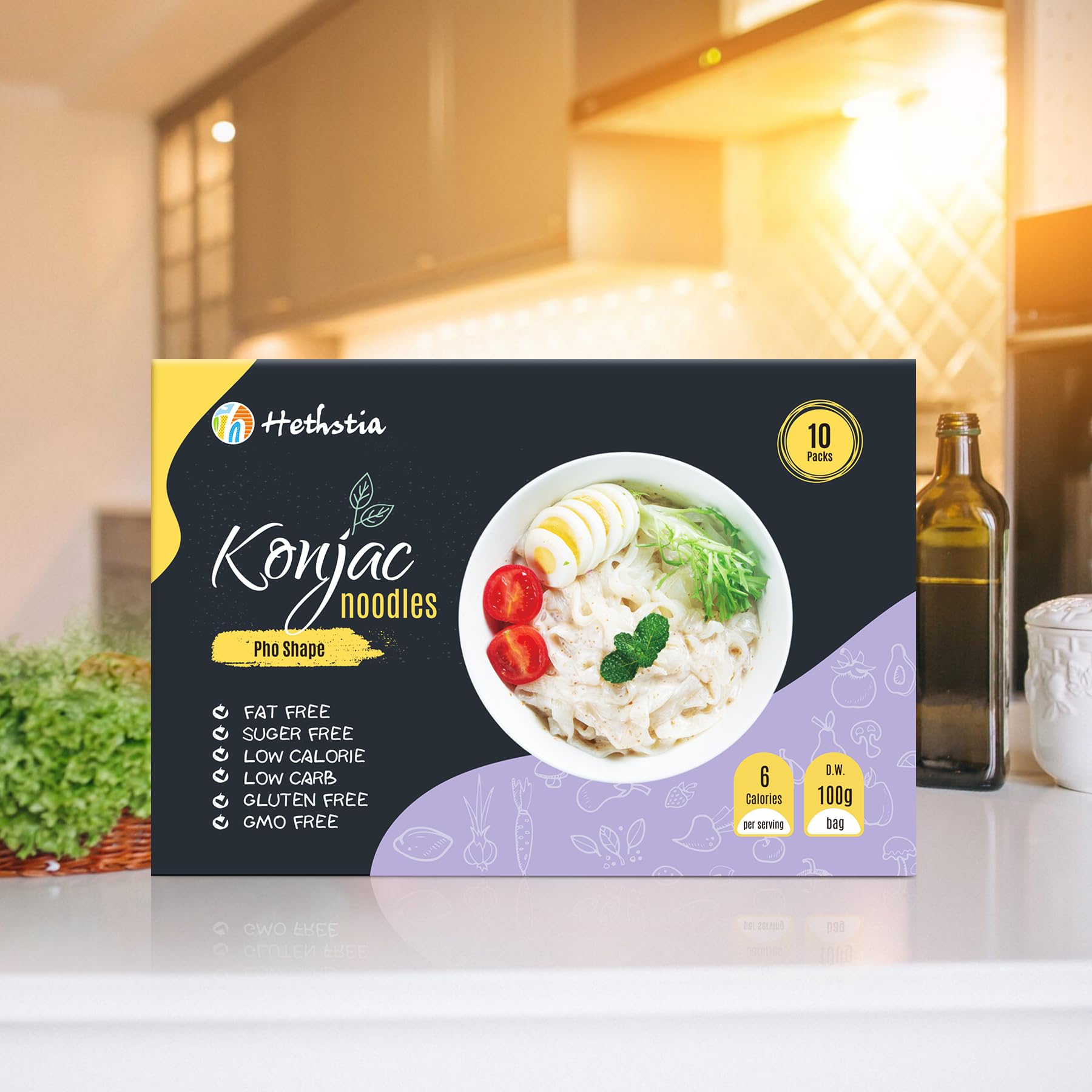 Hethstia Shirataki noodles vegan and non-GMO option.