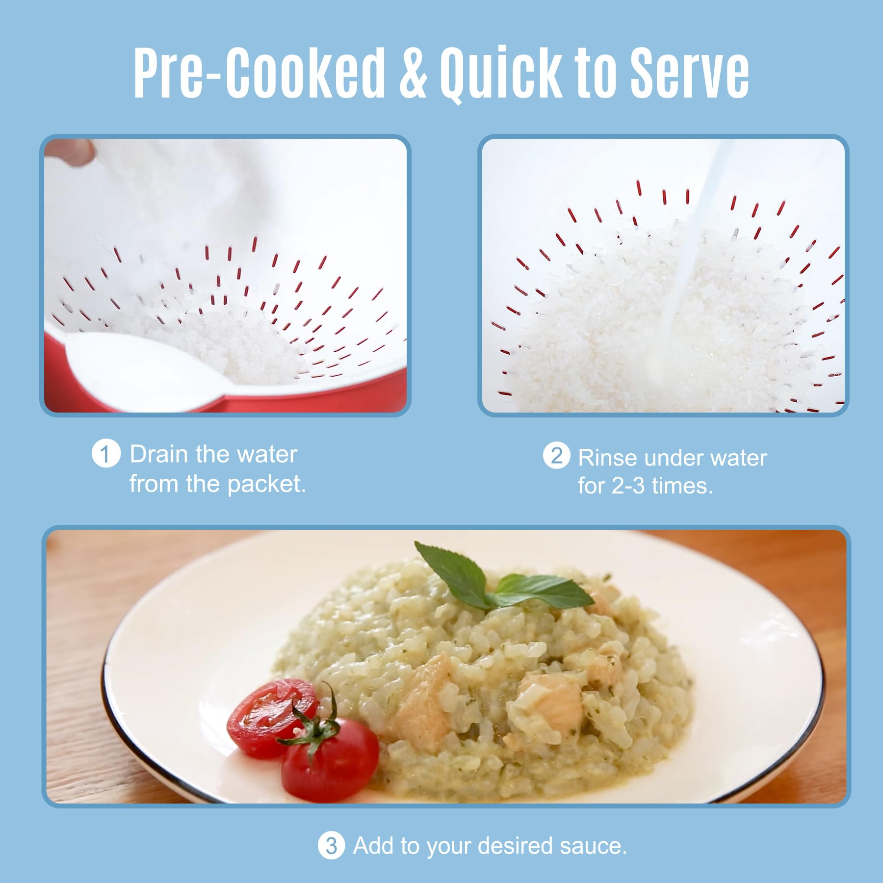 Hethstia Shirataki Rice with sauce, absorbs flavors while staying light.