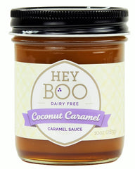 Hey Boo coconut caramel sauce bottle ready for ice cream topping