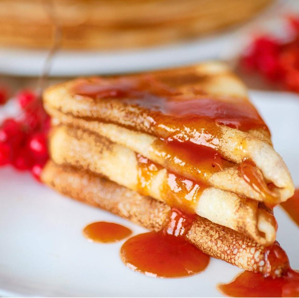 Hey Boo coconut caramel sauce on French toast with caramel glow