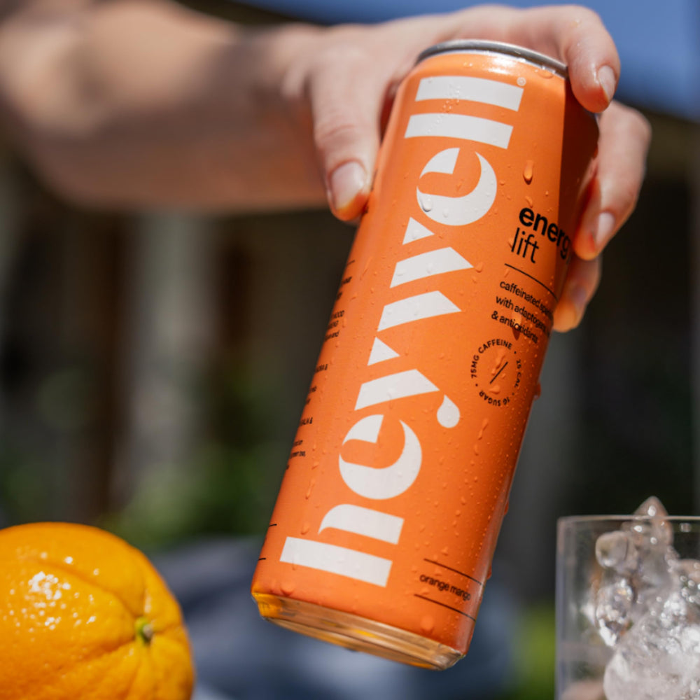 Heywell recyclable packaging close-up highlighting sustainable on-the-go wellness