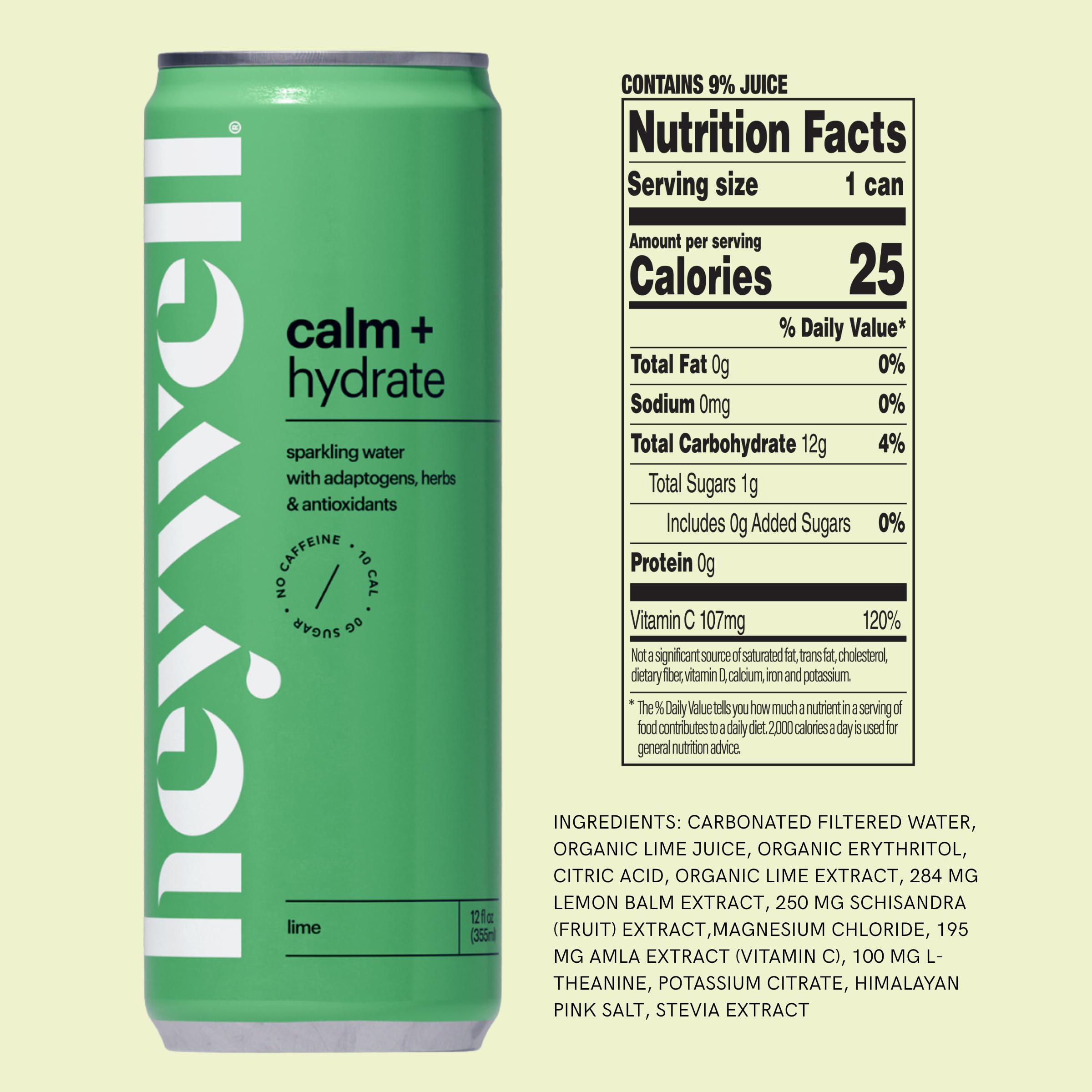 Heywell Sparkling Adaptogenic Calm Black Ginger bottle with zesty energy lift