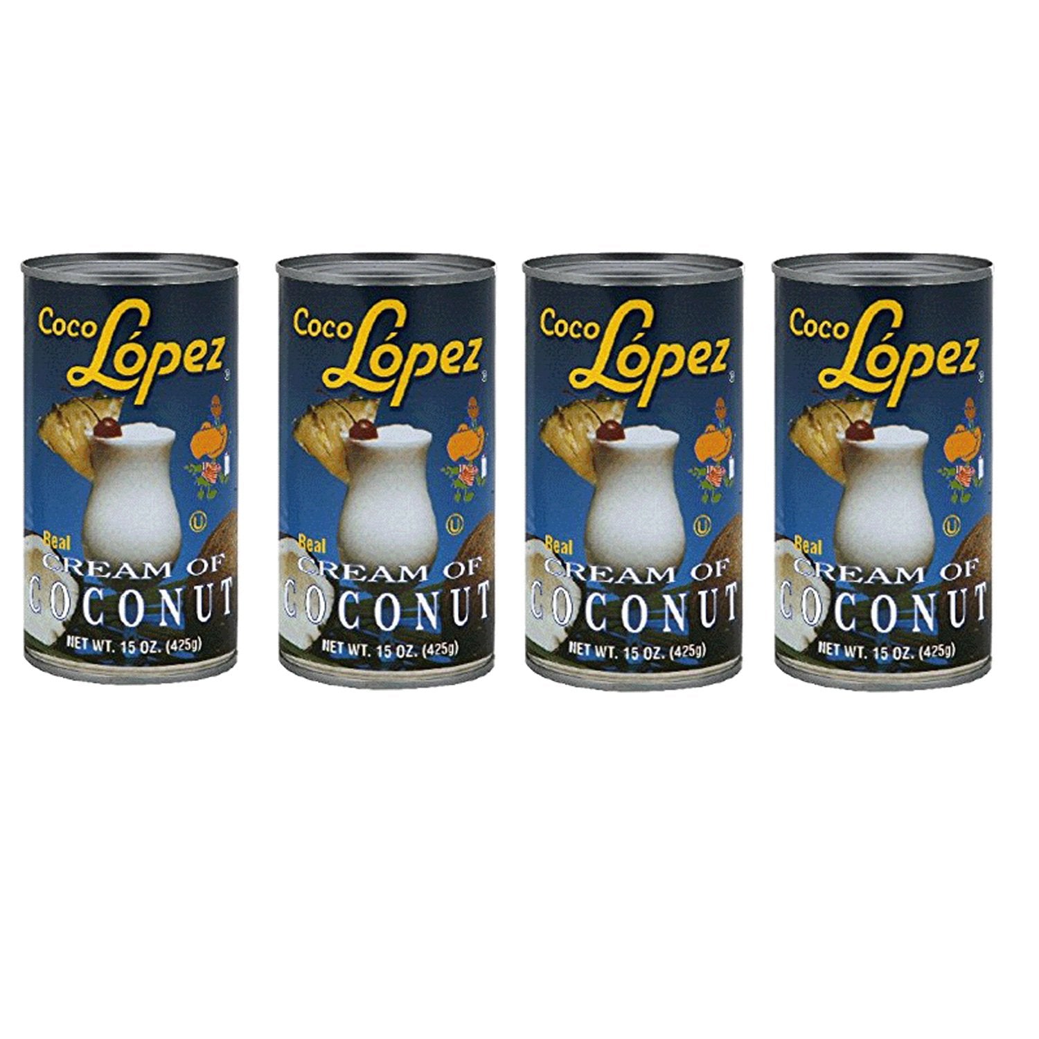 Heywood cream of coconut Coco Lopez set of four cans for cocktails and desserts.