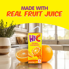 Hi-C Orange Lavaburst ingredients label emphasizes real fruit juice content.