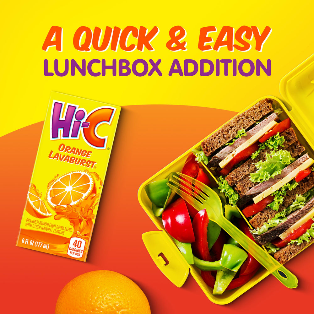 Hi-C Orange Lavaburst kids drinking, signaling easy hydration on busy days.