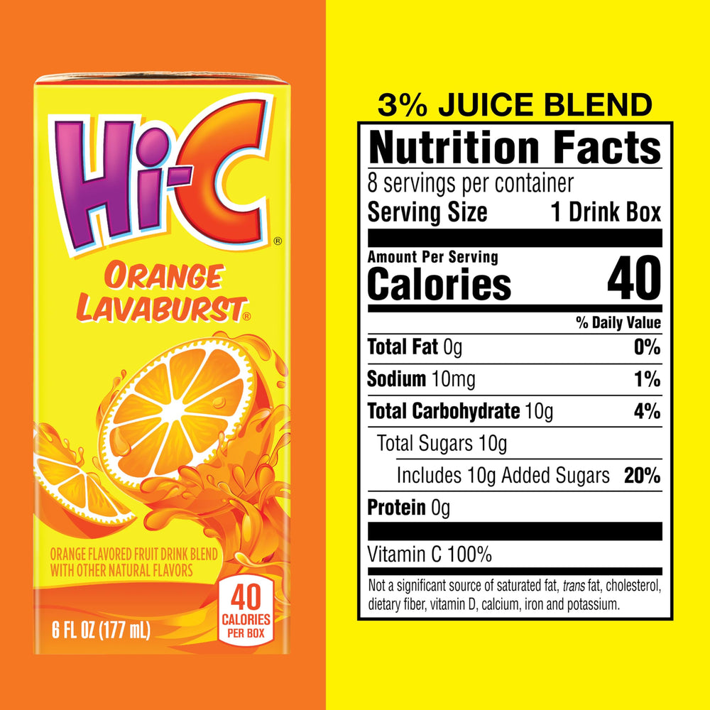 Hi-C Orange Lavaburst pour into glass ready for a quick sip.