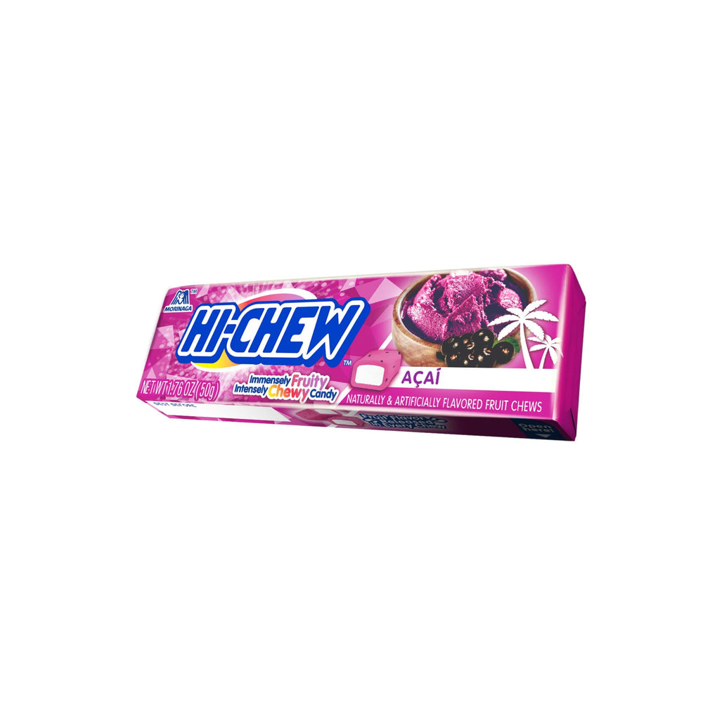 Close-up of HI-CHEW Acai Sticks texture, chewy and inviting.
