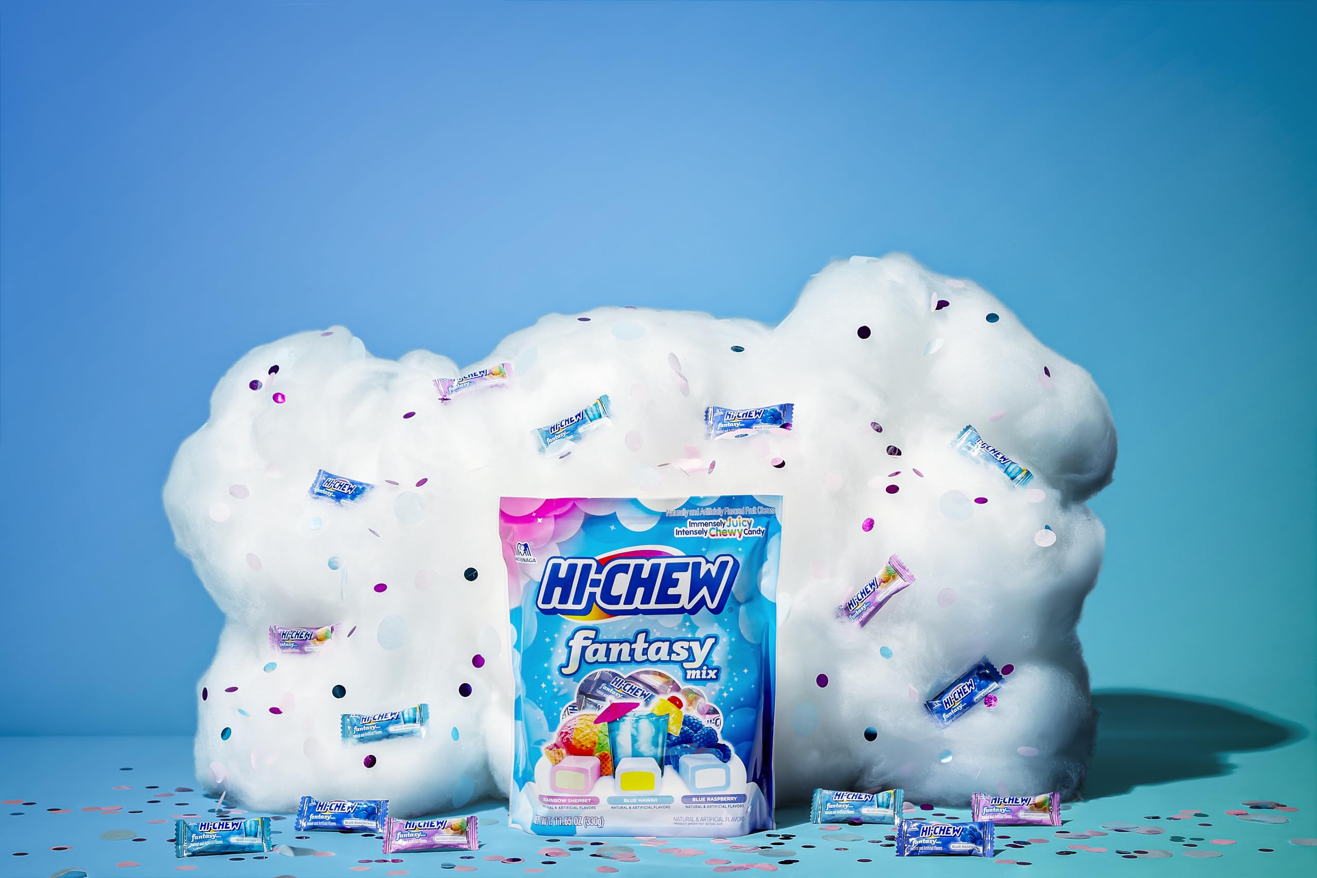 HI-CHEW Blue Hawaii chews delivering tropical, juicy chewiness
