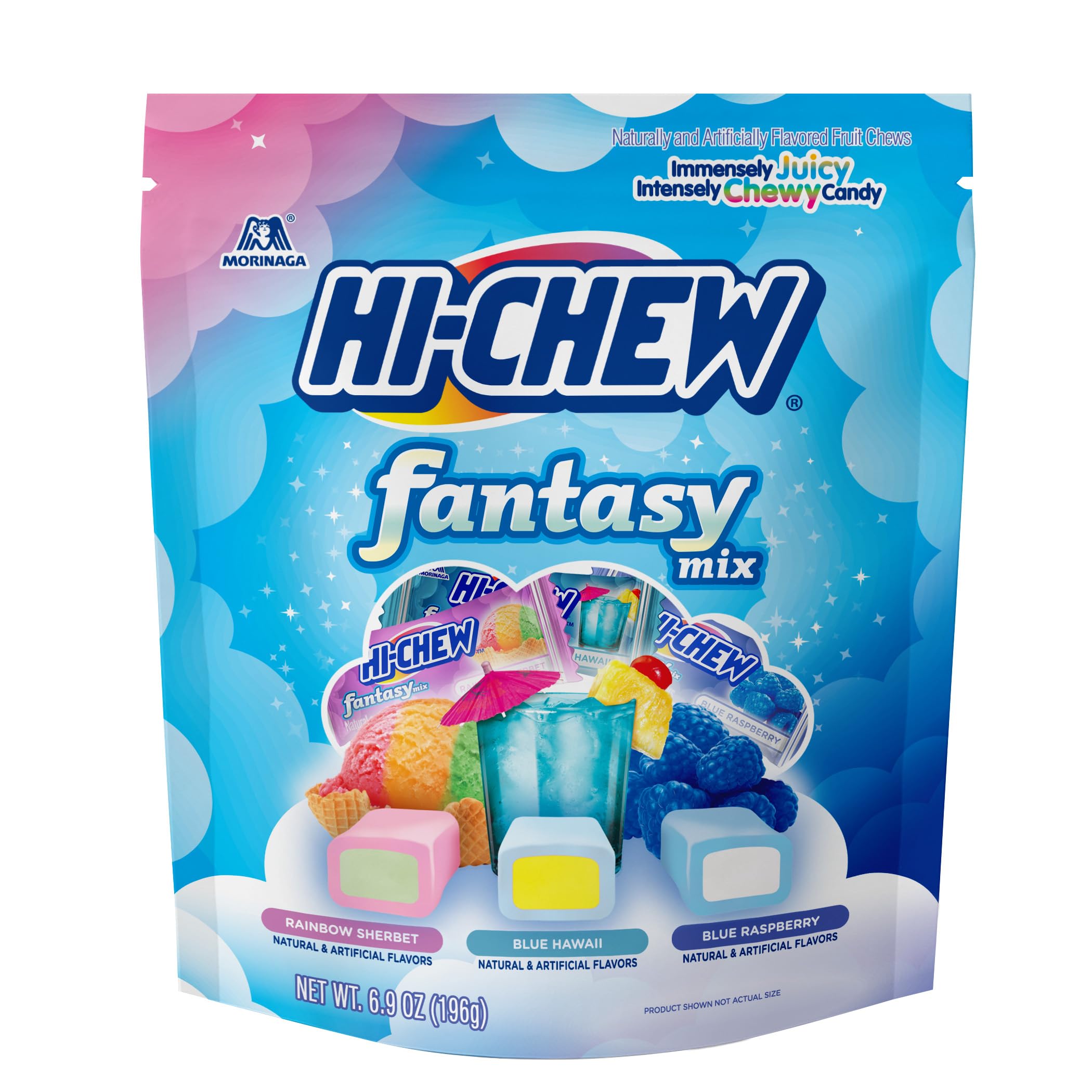 HI-CHEW Blue Raspberry chews bring bright berry sweetness in bites