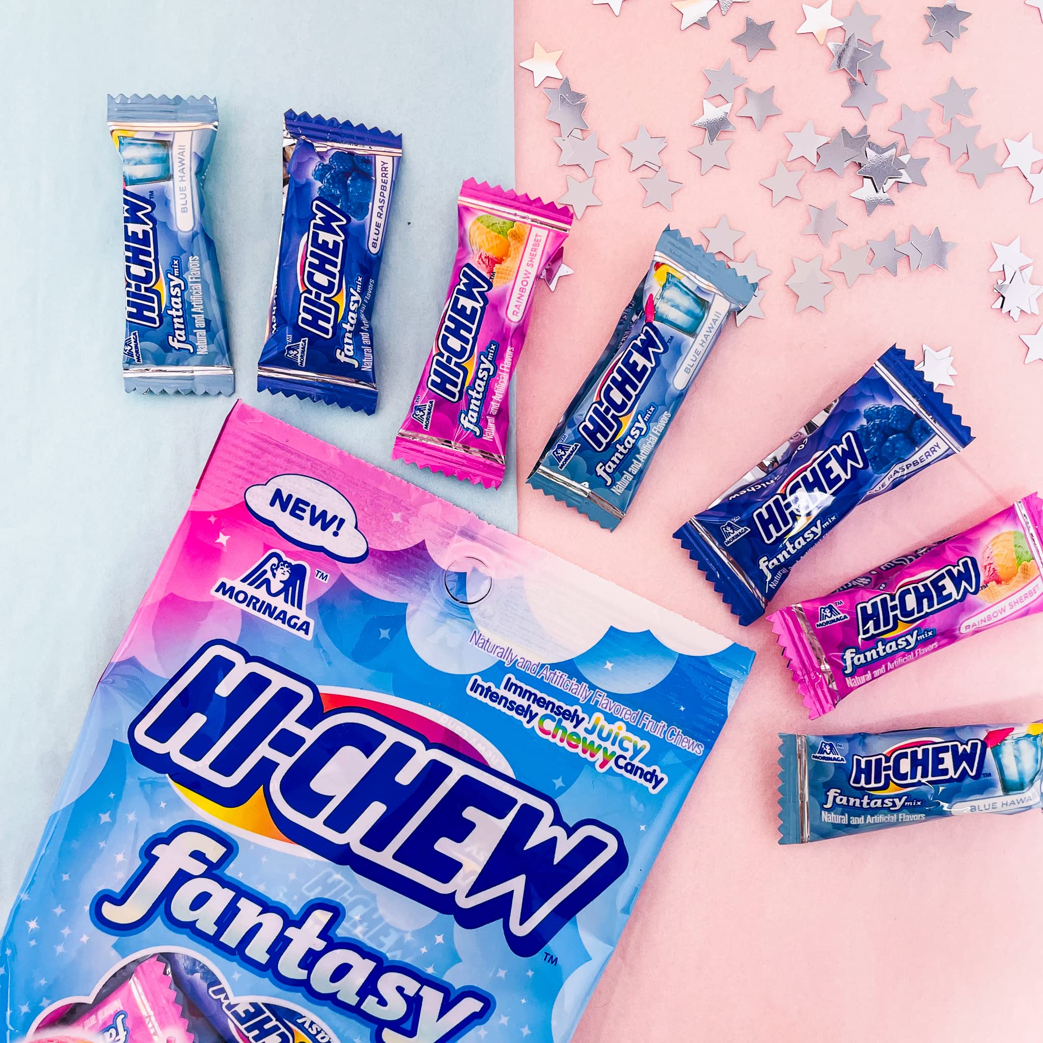 Hi-CHEW Fantasy Mix Blue Hawaii pack; tropical flavors ideal for a quick cheerful bite.